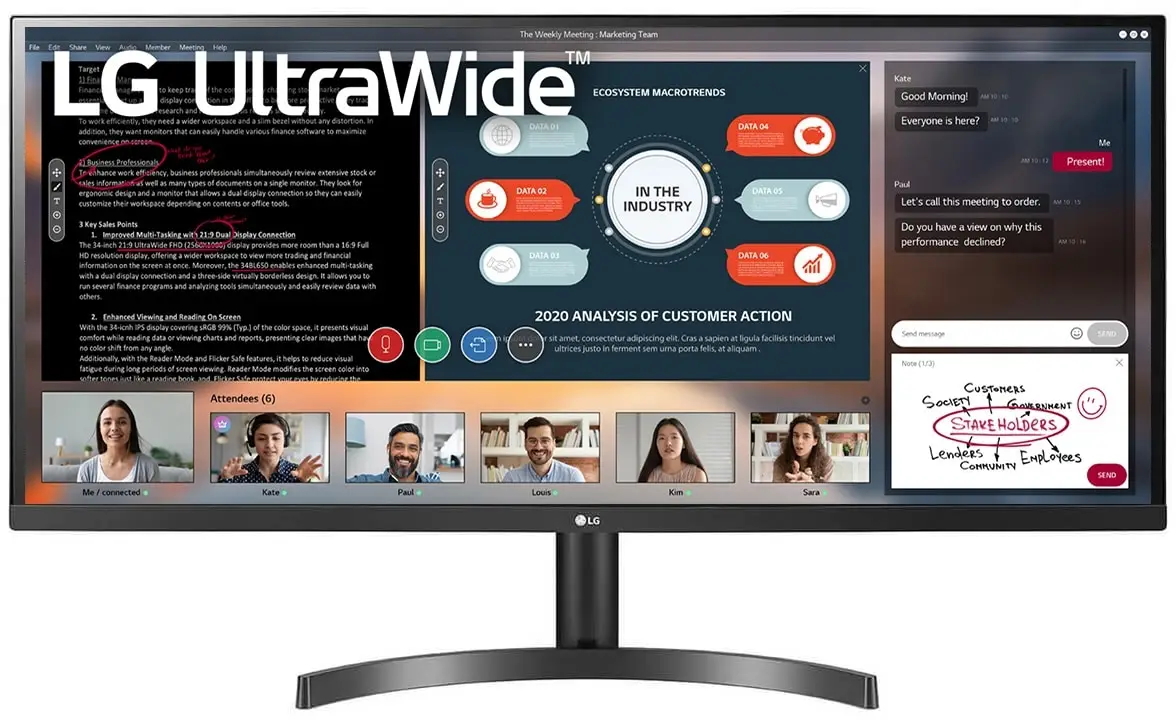 lg 34WL500-B monitor przod